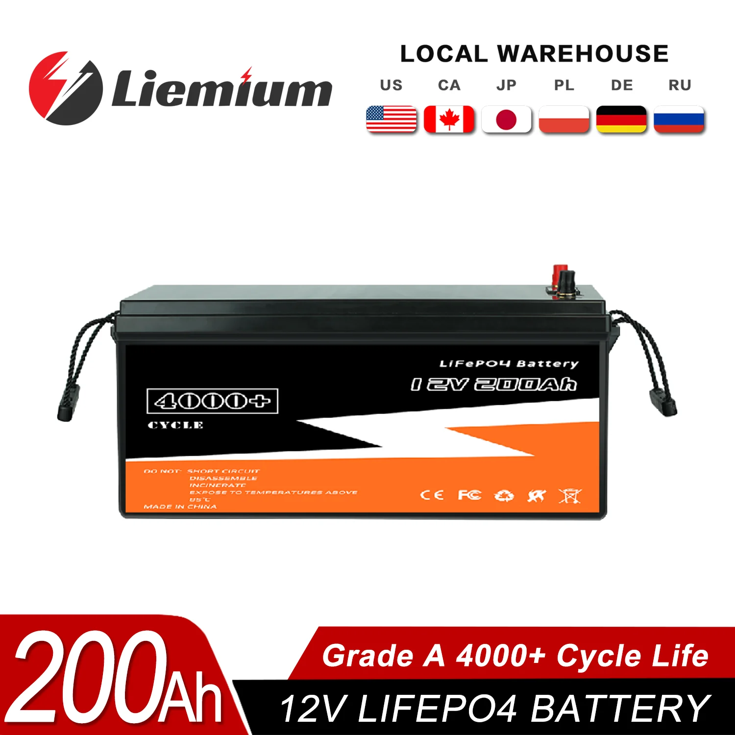 New 12V 24V 48V 100Ah 200Ah 300Ah LiFePO4 Battery Pack for Solar Power System RV House Built-in BMS Lithium Iron Battery No Tax