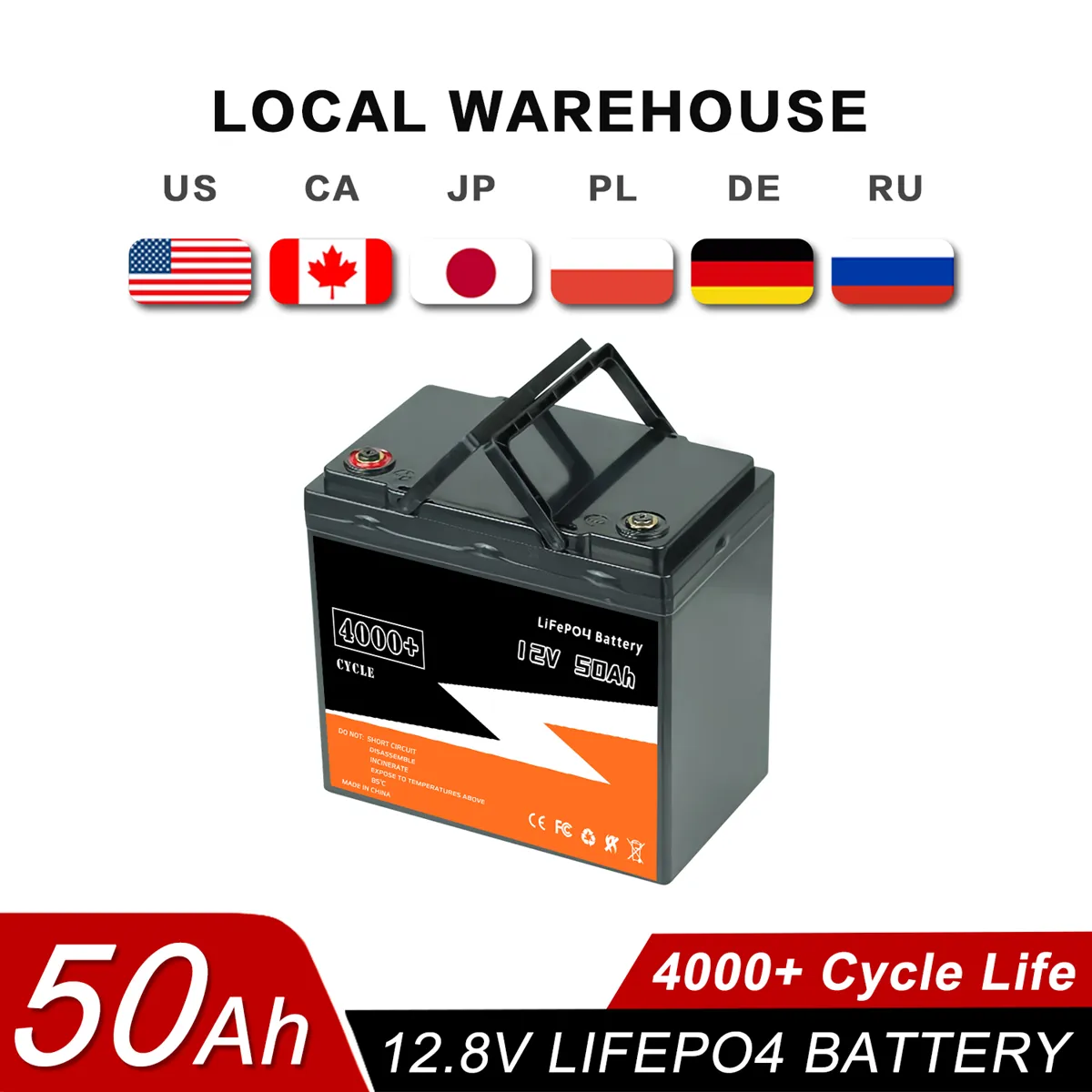 New 12V 50Ah 40Ah LiFePO4 Battery Built-in 4S50A BMS 4000+ Deep Cycles for RV Solar 12v 50Ah 40Ah Rechargeable Lithium Battery